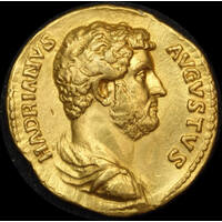 Ancient Rome (Imperial)  129 ~ 130 AD Hadrian Gold Aureus Emperor on horseback  Hadrian III 1052 good VF
