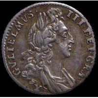 1696 Silver Sixpence William III S#3525 Very Fine