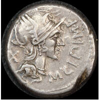 Ancient Rome (Republican) 115 ~ 114 BC M. Cipius Silver Denarius Victory RRC 289/1 good VF