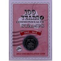 2013 50c Uncirculated Coin 100 Years of Commonwealth Stamps