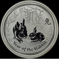 2011 Silver Lunar Half Ounce Unc Coin Rabbit Series II