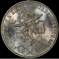 Mexico 1968 Silver 25 Pesos KM# 479.1 Uncirculated
