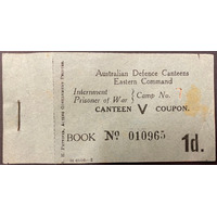 Hay Internment Camp 1941 5/- Canteen Coupon Booklet - Unique in Private Hands