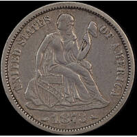 United States 1873 Silver Dime KM# 105 about VF
