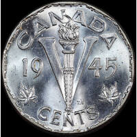 Canada 1945 Chrome-Plated Steel 5 Cents KM#40a Choice Uncirculated