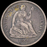 United States 1860 Silver Half Dime KM# 91 Very Fine