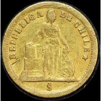 Chile 1860 Gold 1 Peso KM# 133 good VF