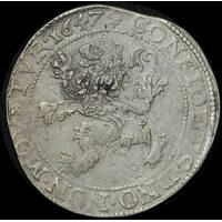Netherlands (West Friesland) 1647 Silver Lion Daalder Dav#  Very Fine