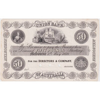 Union Bank of Australia (Melbourne) 1878 50 Pounds Unissued Printer's Proof MVR# 2 Uncirculated