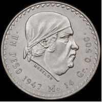 Mexico 1948 Silver 1 Peso KM# 456 Uncirculated