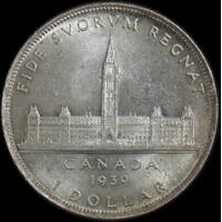 Canada 1939 Silver Dollar KM# 38 about Unc