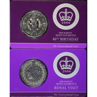 2006 50 Cent Unc Pair - Queen's 80th Birthday and Royal Visit