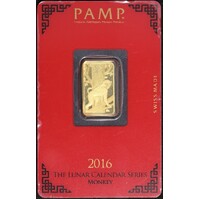 2016 PAMP 5 gram Minted Ingot Lunar Calendar Series - Monkey