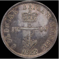 British West Indies 1822 Silver Quarter Dollar KM# 3 Extremely Fine