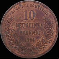 German New Guinea 1894 Copper 10 Pfennig KM#3 PCGS MS63RB