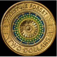 2017 Coloured 2 Dollar Coin Lest We Forget - Hall of Memory Uncirculated