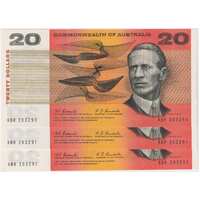 1968 $20 Note Consecutive Trio Coombs/Randall R402 good EF
