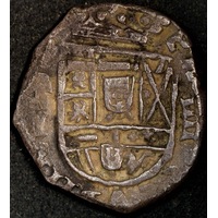 Spain 1651 Silver 4 Reales ex Gilt Dragon Shipwreck Fine