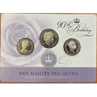 2016 90 Cent Uncirculated 3 Coin Set QEII 90th Birthday