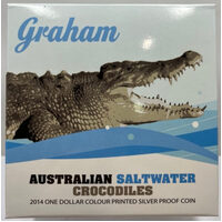 2014 Silver 1 Dollar Proof Australian Saltwater Crocodiles - Graham