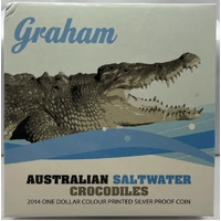 2014 Silver 1 Dollar Proof Australian Saltwater Crocodiles - Graham