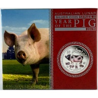 2019 Silver 1oz Coloured Proof Coin Lunar Year of the Pig