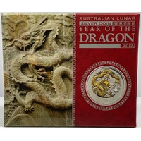 2012 Silver 1 Ounce Gilded Coin Lunar Year of the Dragon