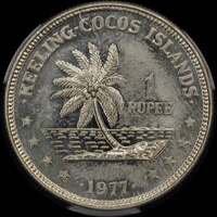 Keeling-Cocos Islands 1977 Copper-Nickel 1 Rupee KM# 7 PCGS MS63