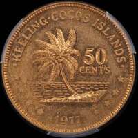 Keeling-Cocos Islands 1977 Copper 50 Cents KM# 4 PCGS MS63RD