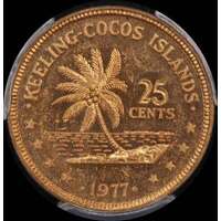 Keeling-Cocos Islands 1977 Copper 25 Cents KM# 3 PCGS MS63RD
