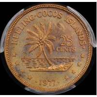 Keeling-Cocos Islands 1977 Copper 25 Cents KM# 3 PCGS MS64RD