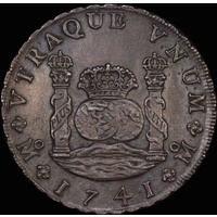 Mexico 1741 Silver 8 Reales Pillar Dollar KM# 103 about Unc