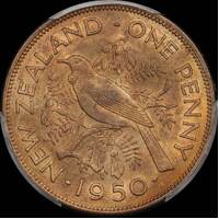 New Zealand 1950 Penny KM# 21 PCGS MS65RB