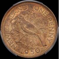 New Zealand 1950 Penny KM# 21 PCGS MS64RB