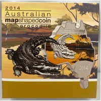 2014 Silver Map-Shaped 1oz Proof Coin Crocodile