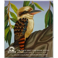 2014 Silver Coloured 1 Ounce Coin Kookaburra - ANDA Melbourne