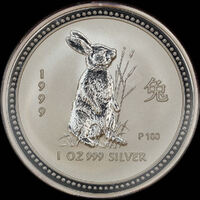 1999 Silver 1oz Unc Coin Lunar Rabbit
