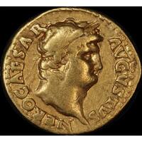 Ancient Rome (Imperial) 64 AD Nero Gold Aureus Jupiter RIC 52 about VF