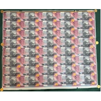 2001 5 Dollar Uncut Sheet of 40 Notes Federation MacFarlane Evans