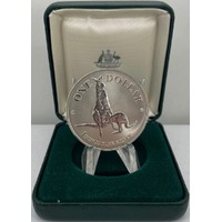 1996 One Dollar Silver Kangaroo Unc In Box Coin Mother & Joey