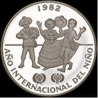 Panama 1982 Silver Proof 10 Balboas KM# 79 Unicef Year of the Child