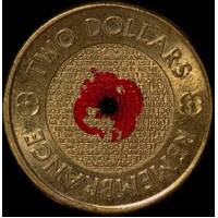 2012 Coloured 2 Dollar Coin Remembrance Day - Red Poppy Extremely Fine
