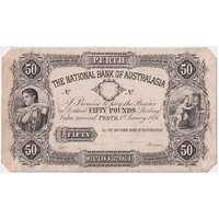 National Bank of Australasia (Perth) 1876 50 Pounds Unissued Printer's Proof MVR# 4a EF