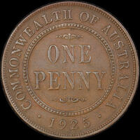 1925 Penny Broken N Variety about EF