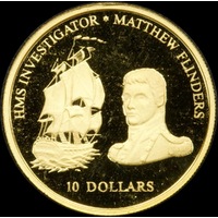 Fiji 2002 Gold 10 Dollar Proof Coin Matthew Flinders