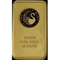 Perth Mint Fine Gold 20 Gram Minted Ingot