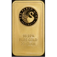 Perth Mint Fine Gold 20 Gram Minted Ingot