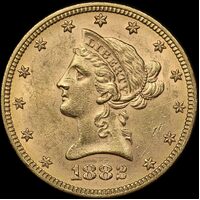 USA 1882 Gold $10 Liberty Eagle about Unc
