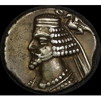 Kingdom of Parthia  38 ~ 32BC Silver Drachm Phraates IIV good VF