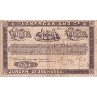 Lonergan 1890 Shinplaster for 1 Pound (Thompson River QLD) Fine